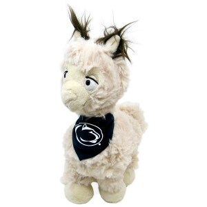 plush stuffed Tony the llama wearing navy bandana with Penn State Athletic Logo